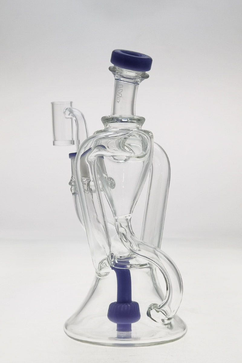 Thick Ass Glass 9.5" Quartz Donut Recycler Dab Rig with Dual Arm and In-Line Percolator, Front View