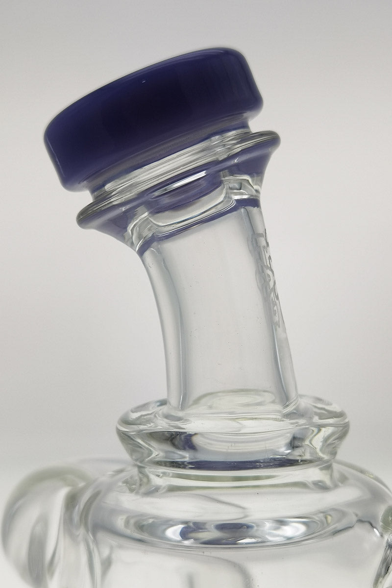 Close-up of Thick Ass Glass Quartz Donut Recycler with 14MM Female Joint and Dual Arm