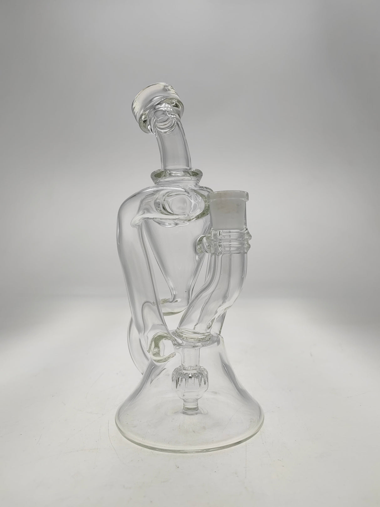 Thick Ass Glass 9.5" Quartz Donut Recycler with Dual Arm, 14MM Female Joint, Front View