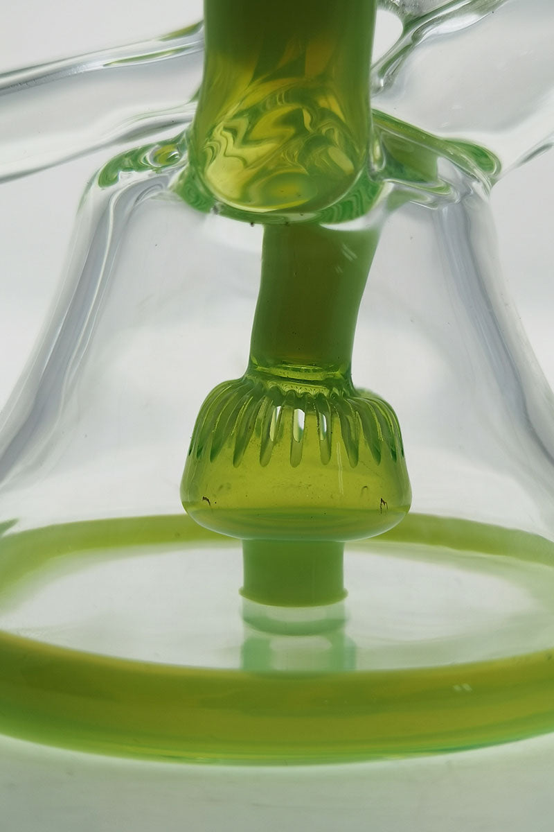 Close-up of Thick Ass Glass 9.5" Quartz Donut Recycler with Super Slit for Smooth Hits