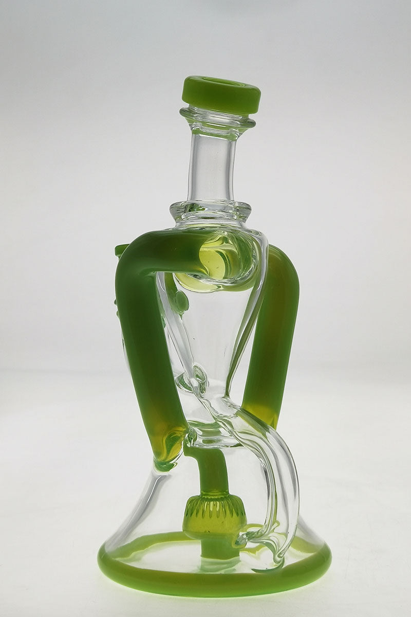 Thick Ass Glass 9.5" Quartz Donut Recycler Dab Rig with Dual Arm Percolation, Front View