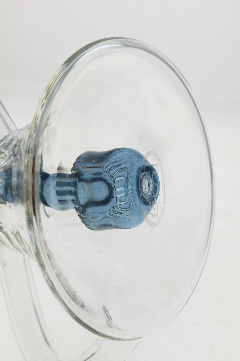 Close-up view of Thick Ass Glass 9.5" Quartz Donut Recycler with Blue In-Line Percolator