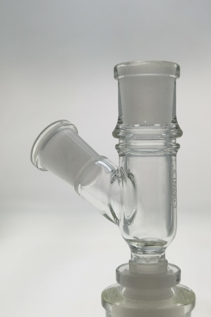 TAG - Female Adapter for Vaporizers, 10MM Carb, Fits 14-18MM Joints, Clear Glass, Side View