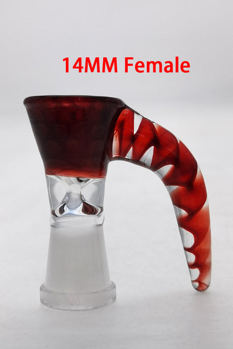 TAG Horn Handle 14MM Female Slide with Red Honeycomb Design for Bongs - Front View