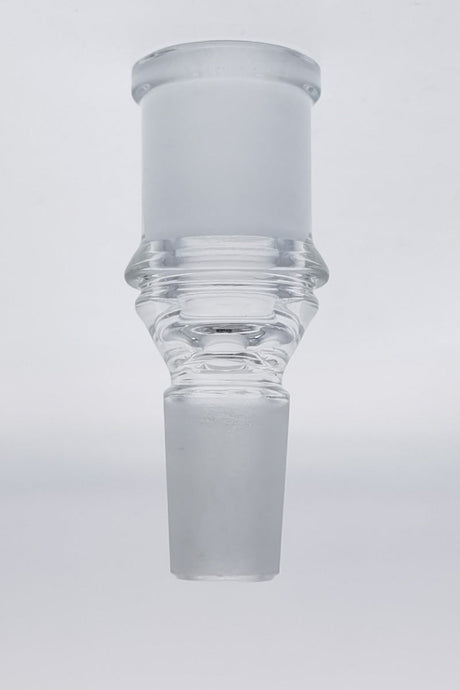 TAG clear quartz adapter extender, 18MM male to female, compact design for bongs, front view