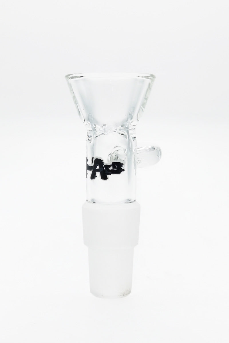 Thick Ass Glass Clear Bong Slide with Wavy Black Label and Handle, Front View