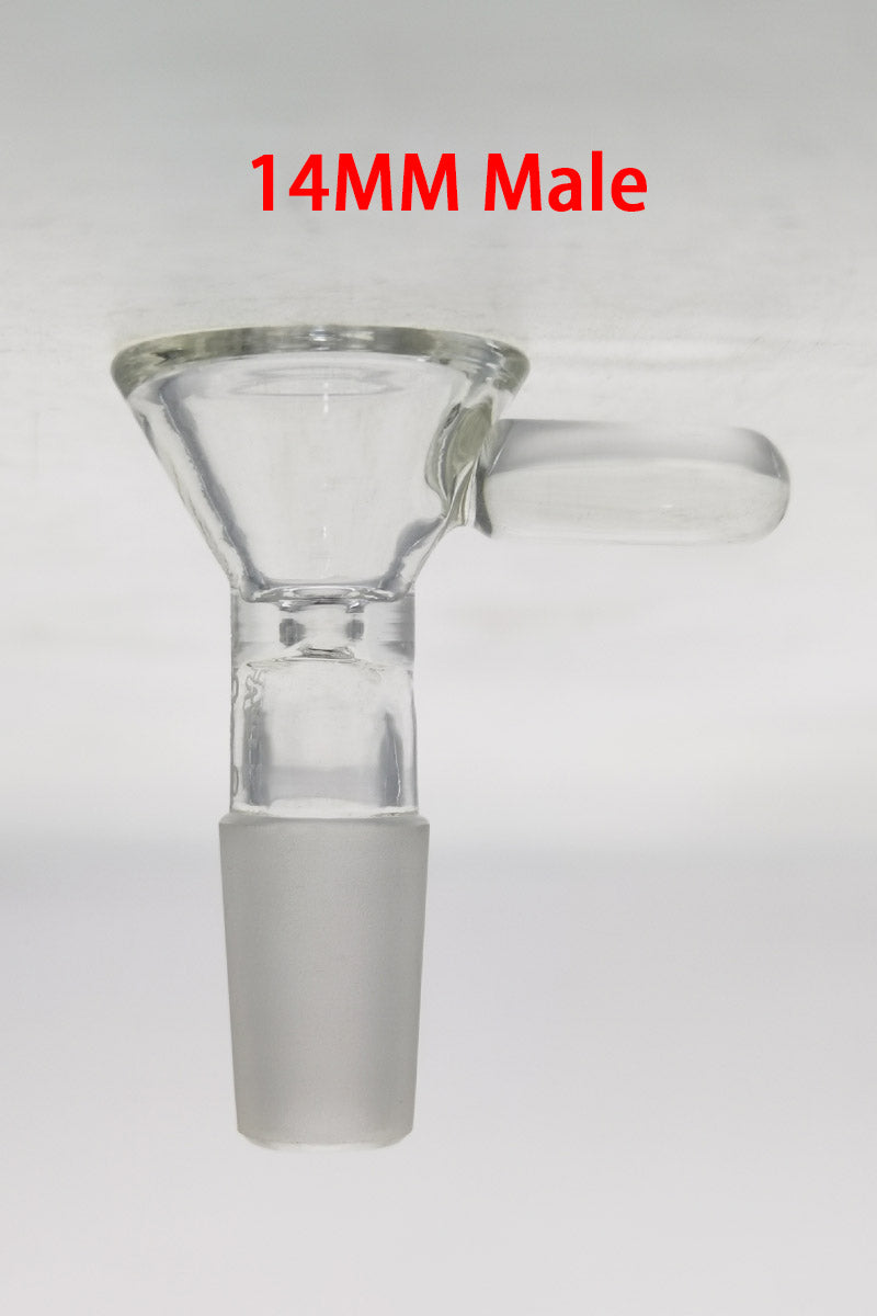 TAG 14mm Male Single Hole Slide with Handle for Bongs - Clear Glass Front View