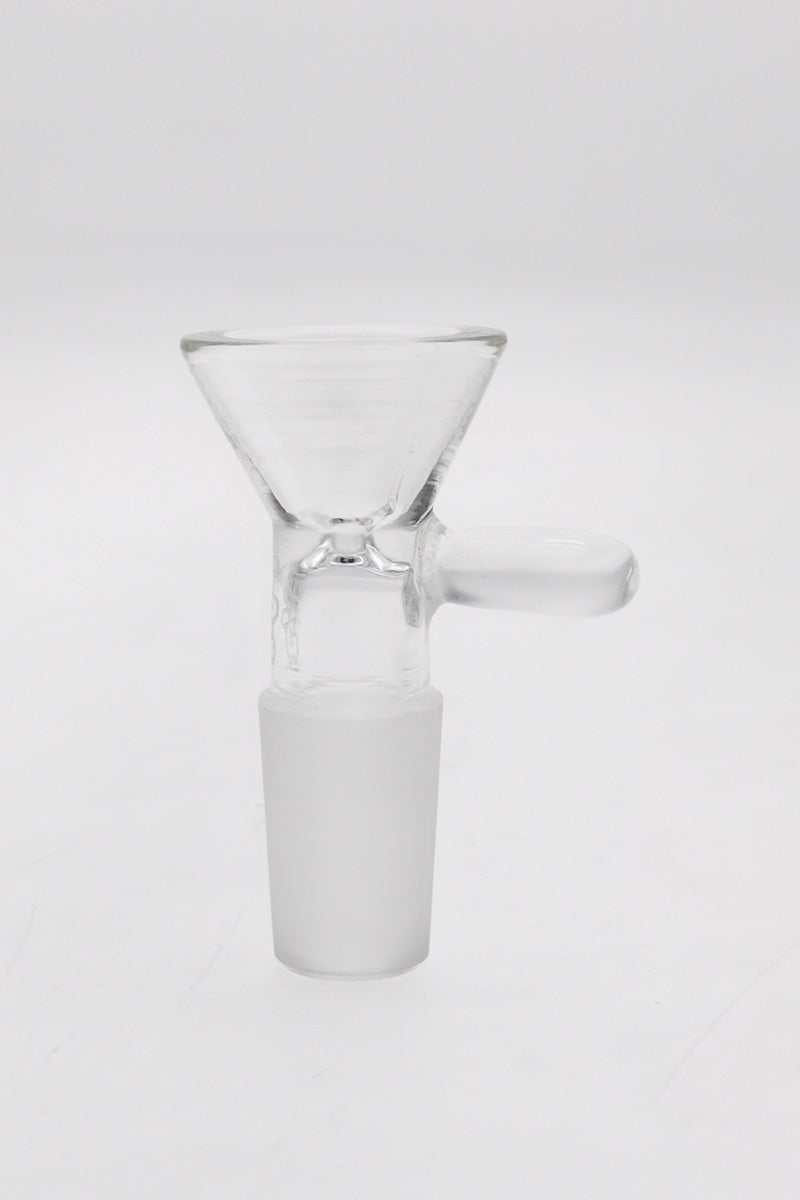 TAG - Clear Single Hole Slide with Handle for Bongs, 18MM Male Joint, Front View