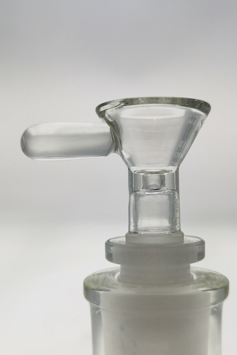 TAG Rasta Single Hole Slide with Handle for Bongs, Close-up Side View, Fits 14mm Female Joint