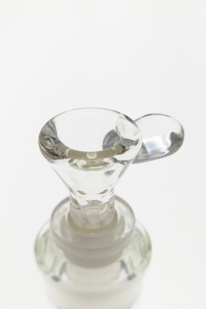 TAG Single Hole Helical Rod Bong Slide w/ Handle, 14mm - Clear Glass, Front View