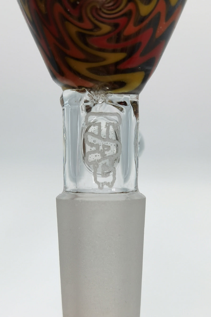TAG Worked Reversal Bong Slide with Pinched Screen and Handle, Close-Up Front View