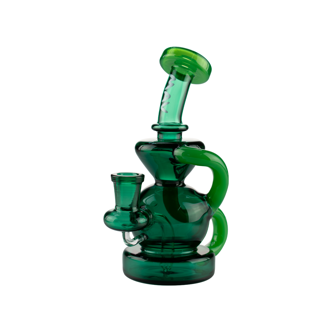 MAV Glass Tahoe Bulb Recycler Dab Rig in Emerald Green - Front View