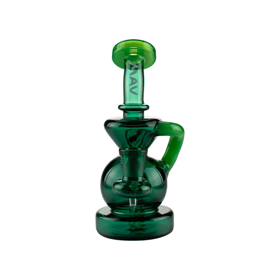 MAV Glass 7" Emerald Green Tahoe Bulb Recycler Dab Rig with Bent Neck and 14mm Banger