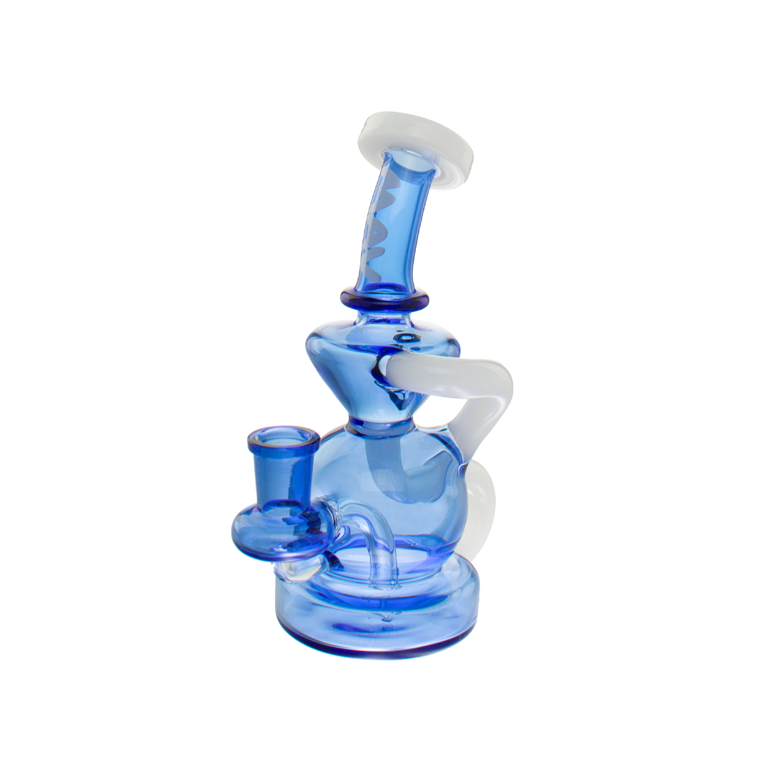 MAV Glass Tahoe Bulb Recycler Dab Rig in Blue - Front View on White Background