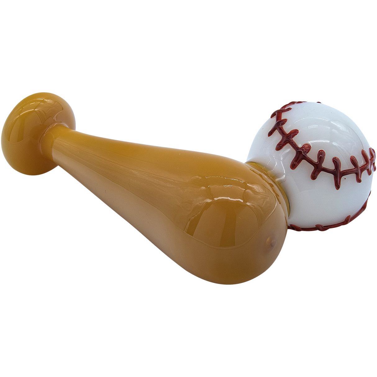 LA Pipes "420 Stretch" Bat & Baseball Glass Pipe, 4.65" Borosilicate, USA Made