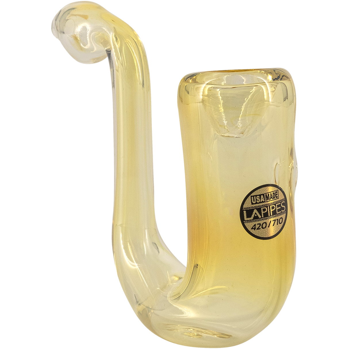 LA Pipes "Calabash" Fumed Glass Sherlock Hand Pipe, Color Changing, Front View