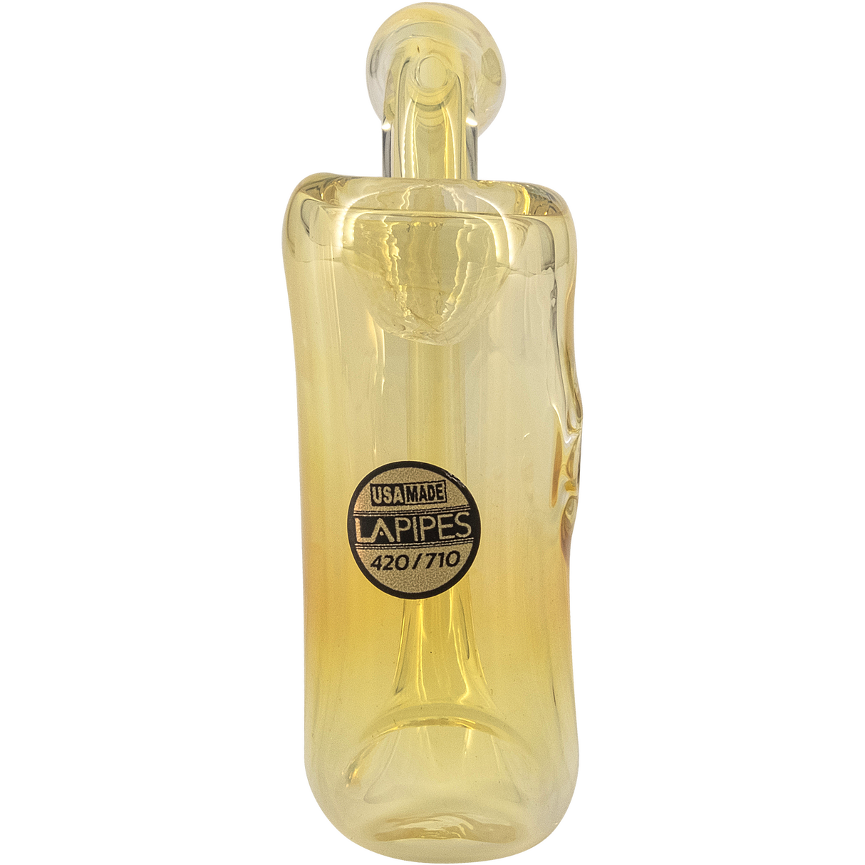 LA Pipes "Calabash" Fumed Glass Sherlock Hand Pipe - Front View on White Background