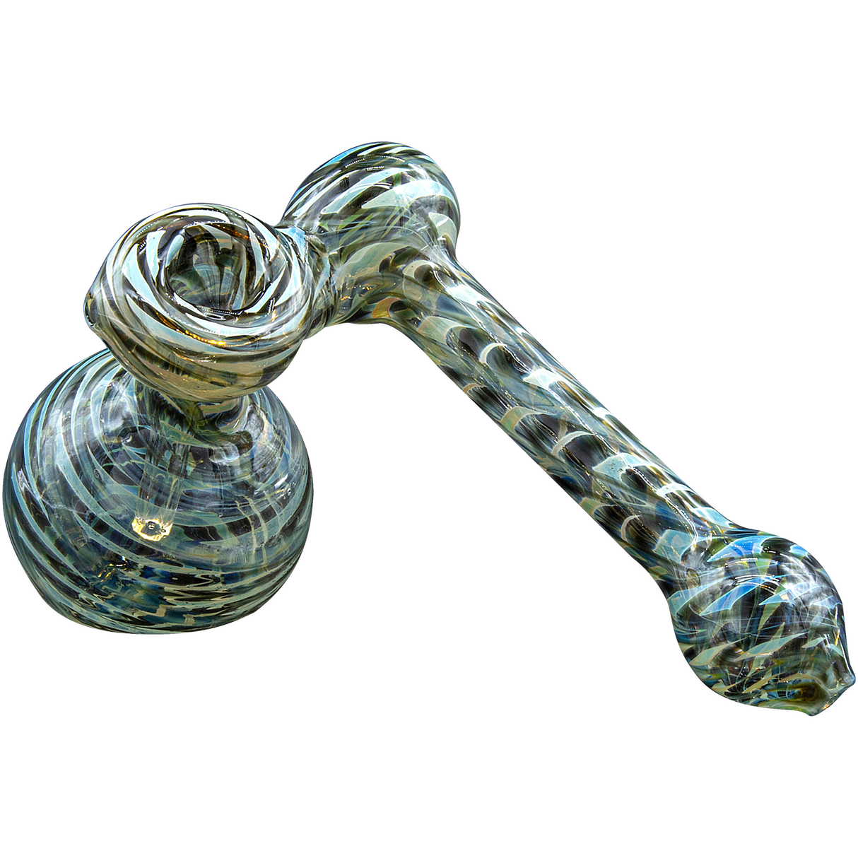 LA Pipes Colored Sidecar Bubbler Pipe in Black Onyx, 6" Borosilicate Glass, USA Made