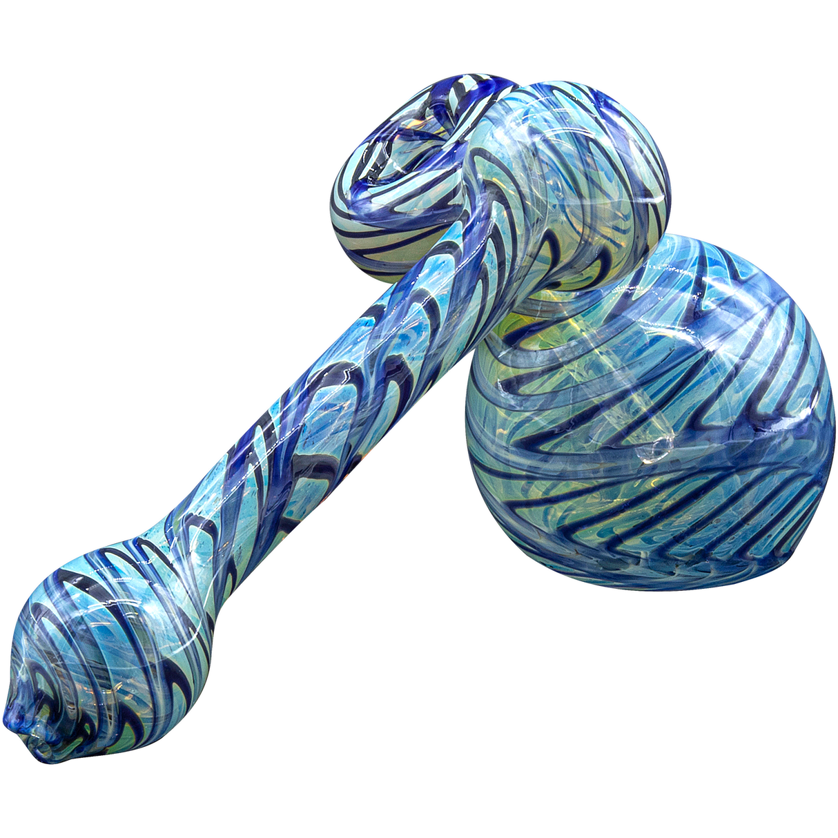LA Pipes Colored Sidecar Bubbler Pipe in Blue, 6" Borosilicate Glass, Side View