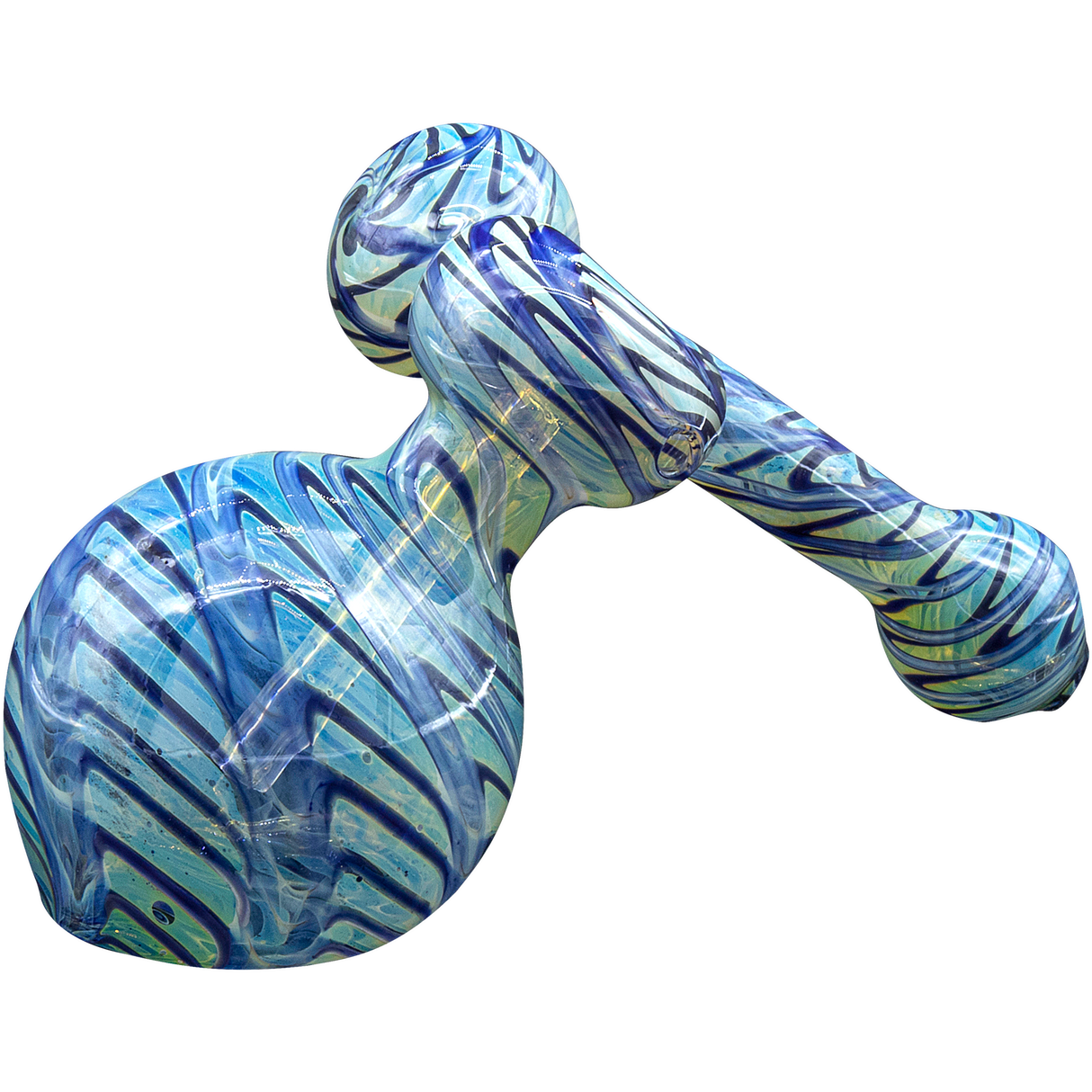 LA Pipes Colored Sidecar Bubbler Pipe with Fumed Glass Design, 6" Length, for Dry Herbs - Angled View