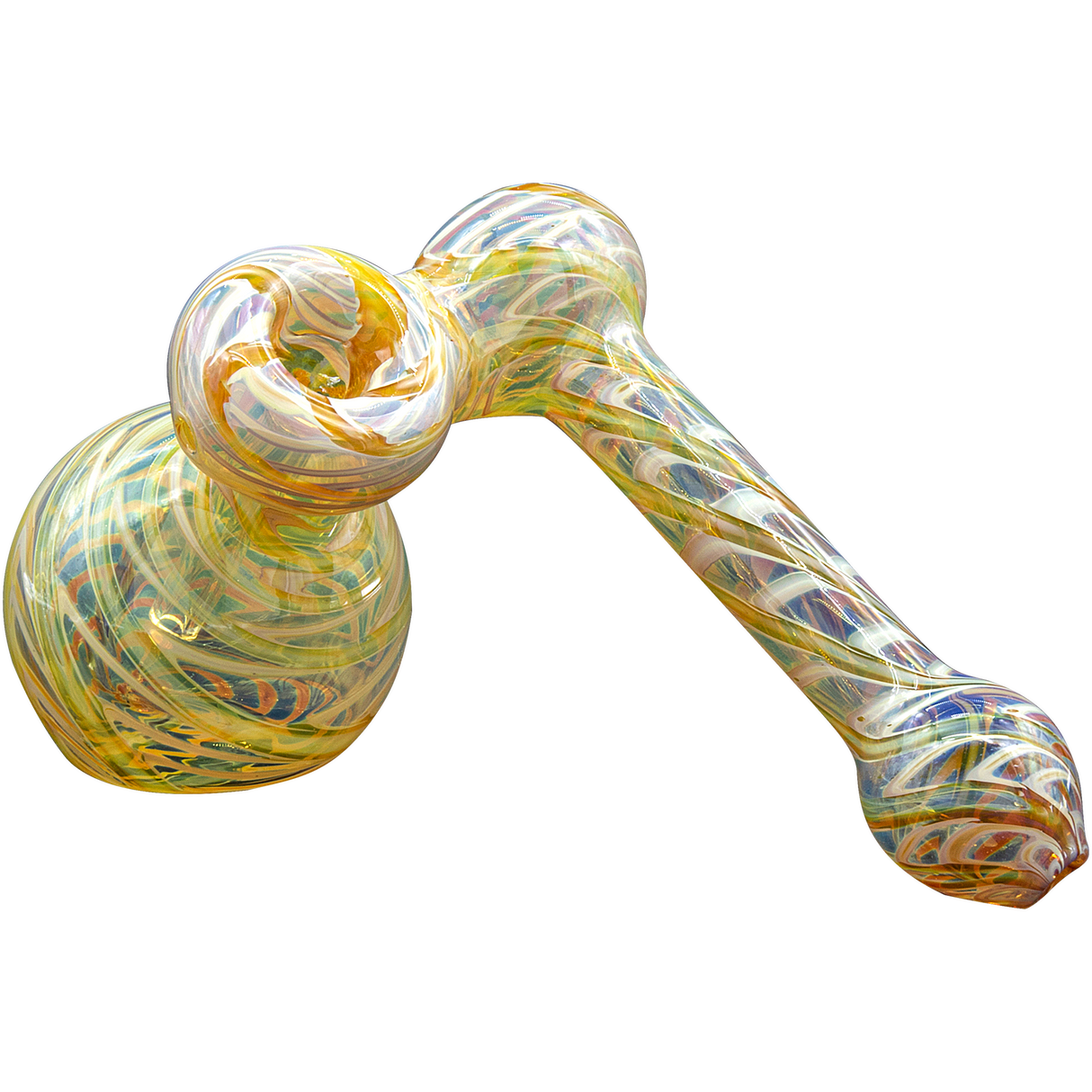 LA Pipes Colored Sidecar Bubbler Pipe in Caramel, Fumed Glass Design, 6" for Dry Herbs