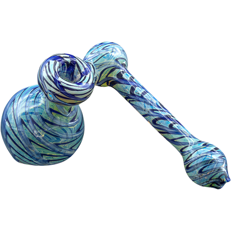 LA Pipes Colored Sidecar Bubbler Pipe in Cobalt Blue with Fumed Glass and Hammer Design