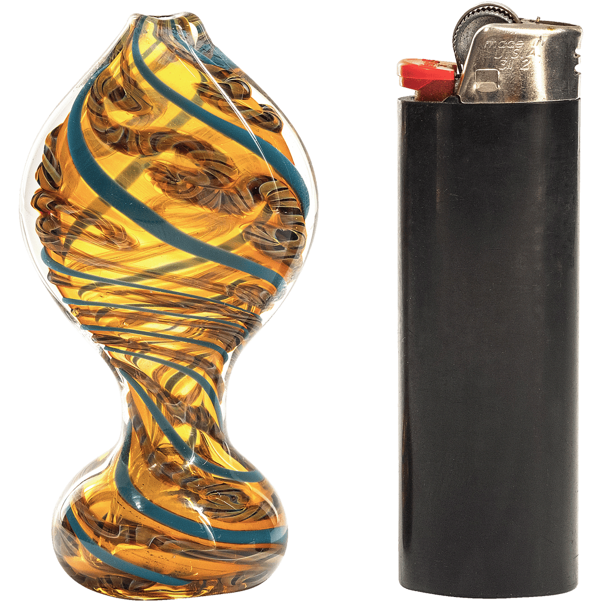 LA Pipes "Flat Belly" Inside-Out Chillum with Fumed Color Changing Design, Side View