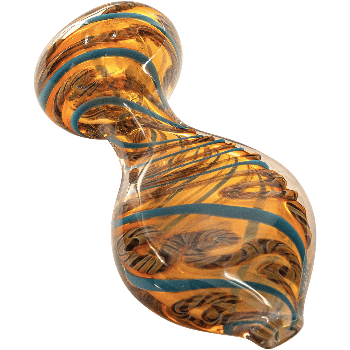 LA Pipes "Flat Belly" Inside-Out Chillum in Red Hues, Portable Borosilicate Glass, USA Made