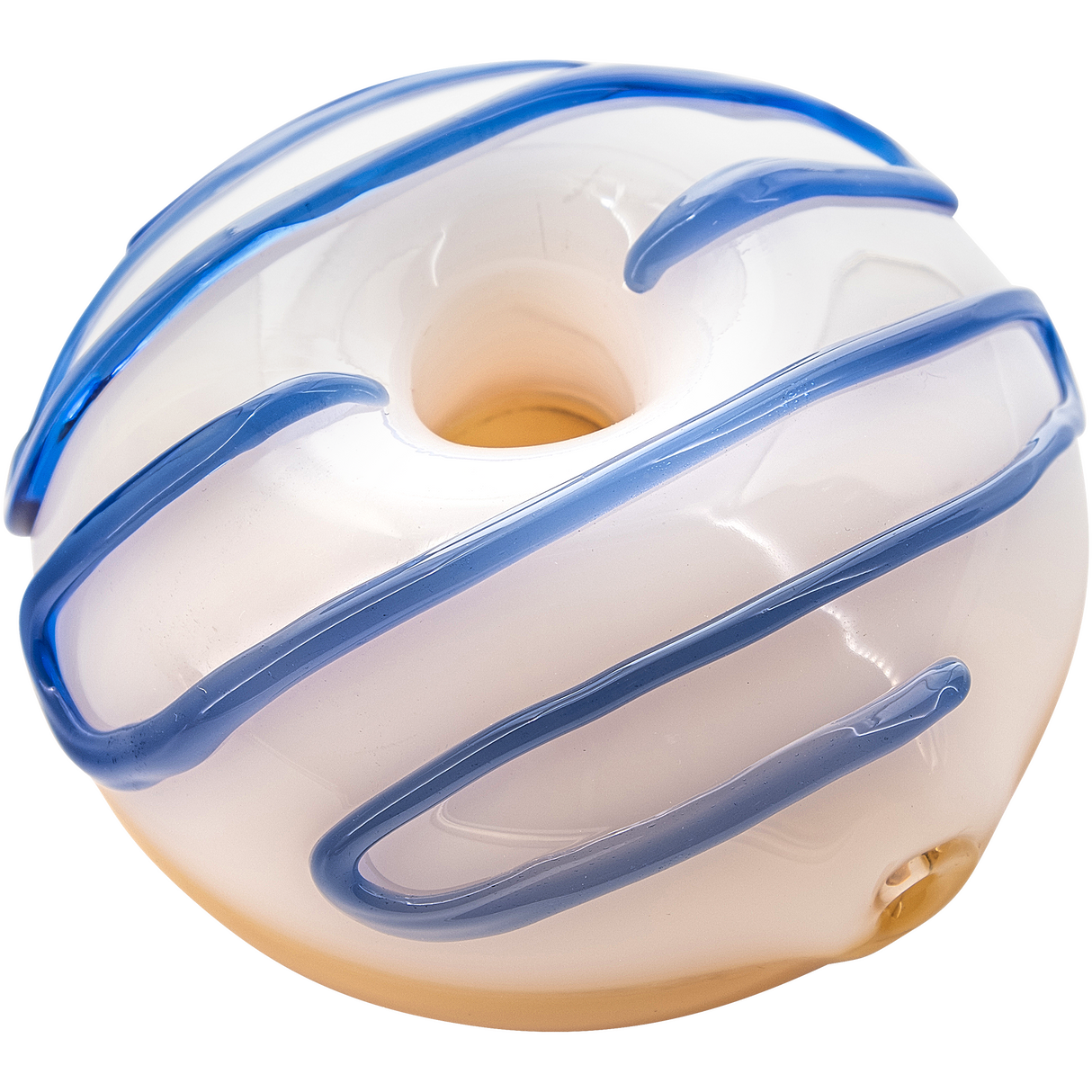 LA Pipes "Frosted Donut" Glass Pipe in Blueberry Frosting, Compact Spoon Design, 3.85" - Top View