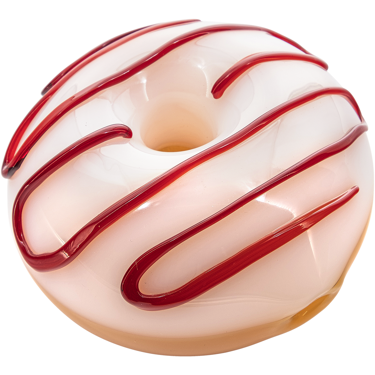 LA Pipes "Frosted Donut" Glass Pipe with Cherry Frosting Design, Portable Spoon Pipe, Top View