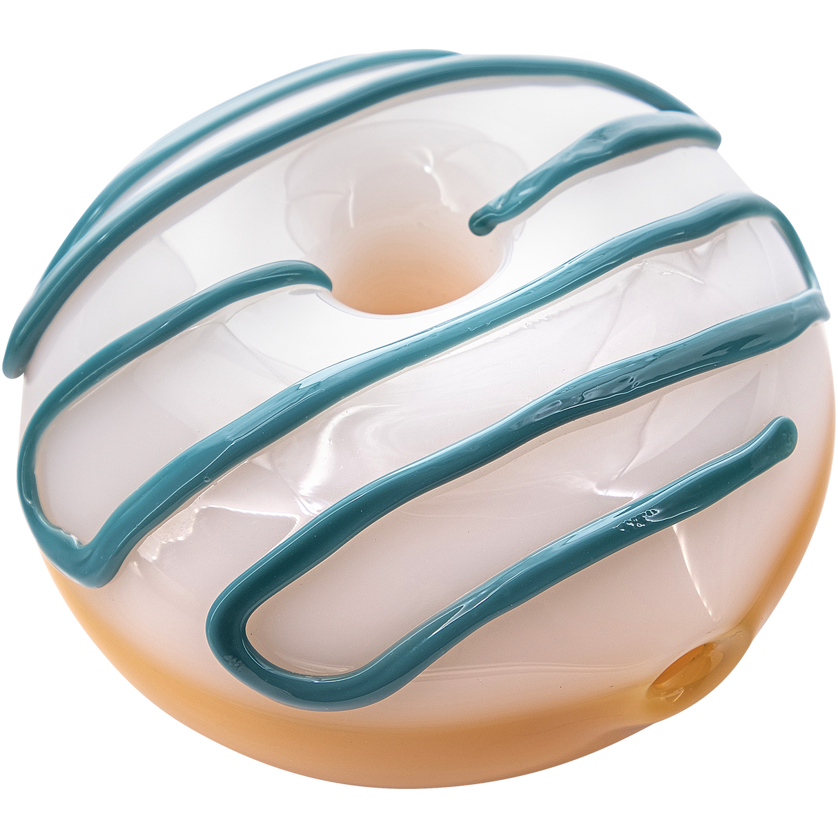 LA Pipes "Frosted Donut" Glass Pipe in Sour Blue Raspberry Frosting, Compact 3.85" Spoon Design