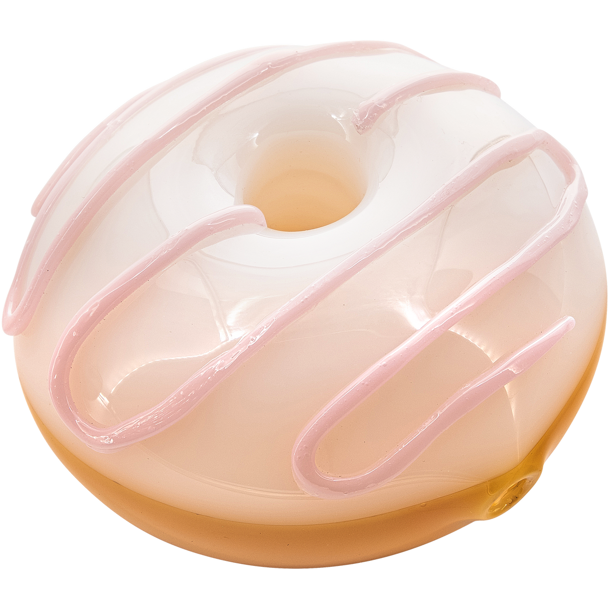 LA Pipes "Frosted Donut" Glass Pipe with Strawberry Frosting Design - Top View