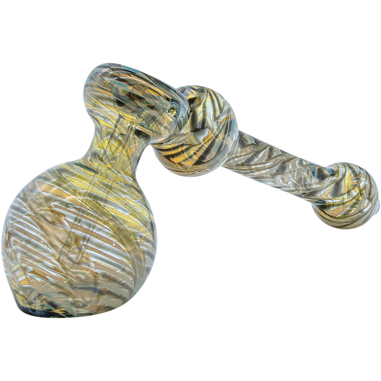 LA Pipes Full Rake Fumed Hammer Bubbler Pipe in Black Onyx, 6" Borosilicate Glass, Side View