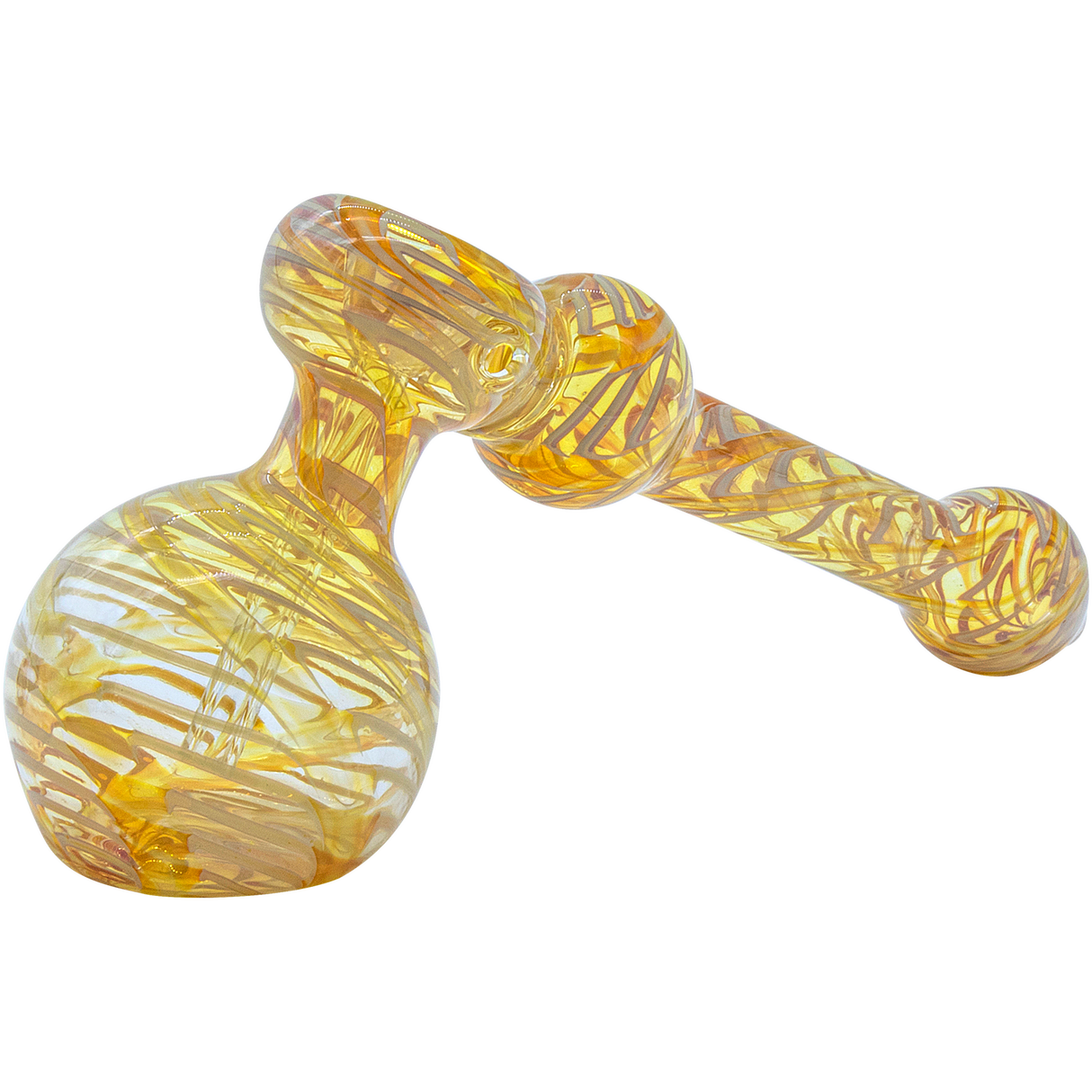 LA Pipes "Full Rake" Fumed Hammer Bubbler Pipe in Caramel, 6" Borosilicate Glass, USA Made