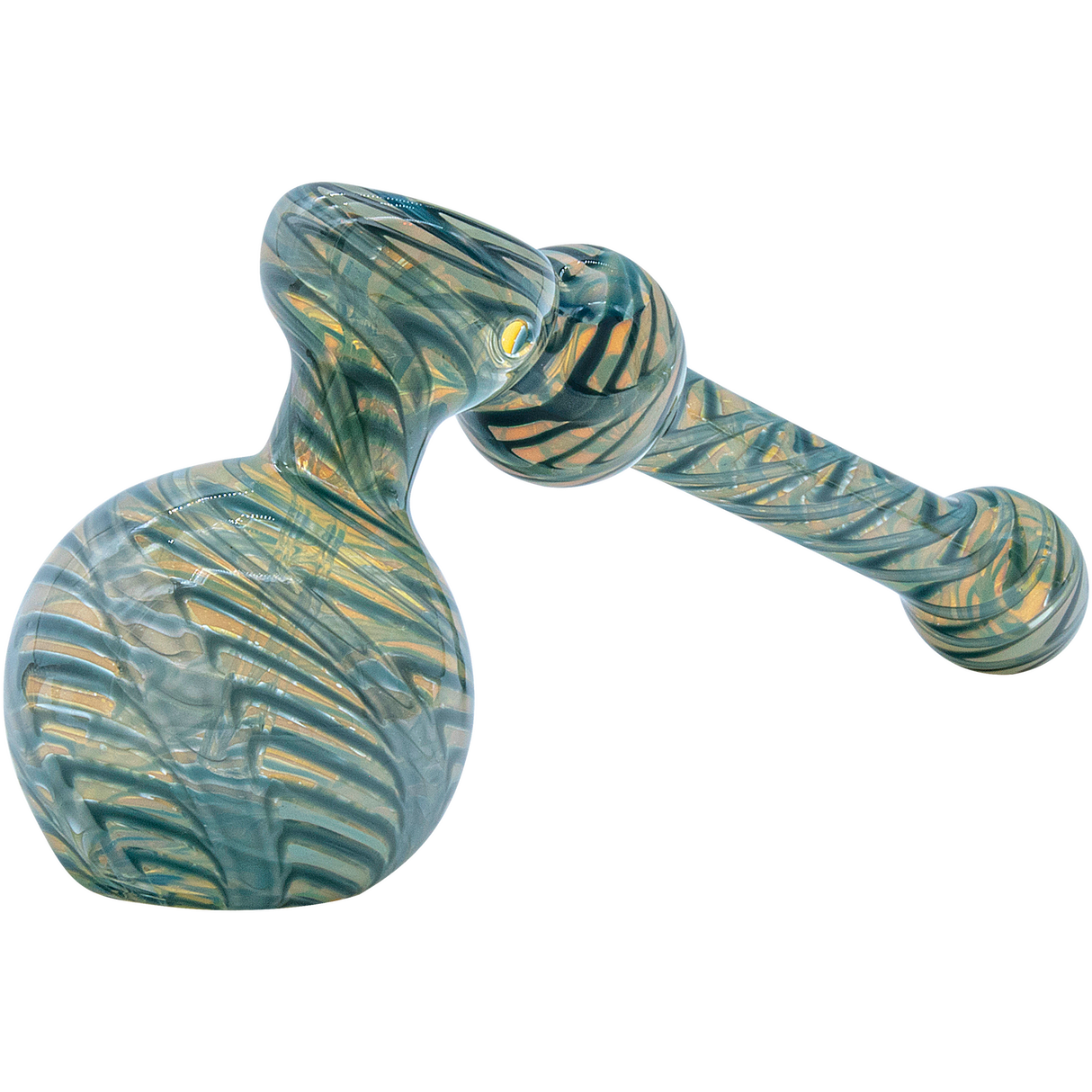 LA Pipes "Full Rake" Fumed Hammer Bubbler Pipe in Ocean Surf color, side view on white background