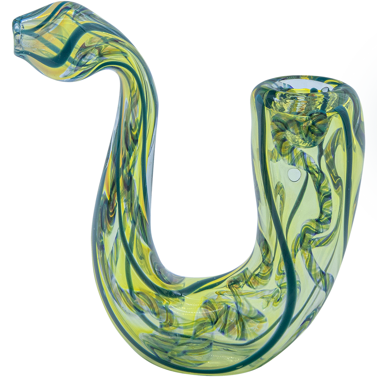 LA Pipes 4" Color-Changing Sherlock Glass Pipe with Swirling Design - Side View