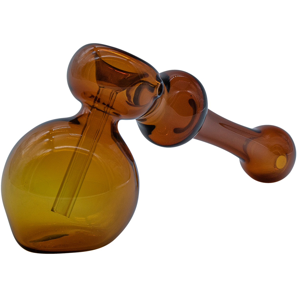 LA Pipes Glass Hammer Bubbler Pipe in Amber, 6" Borosilicate, Side View