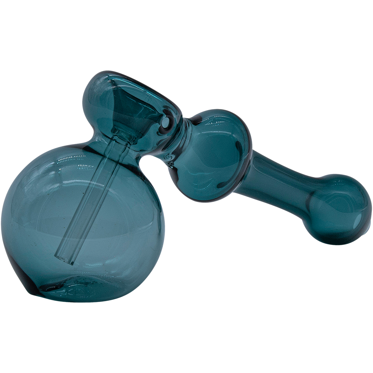 LA Pipes Glass Hammer Bubbler Pipe in Sea Foam, 6" Borosilicate, Side View