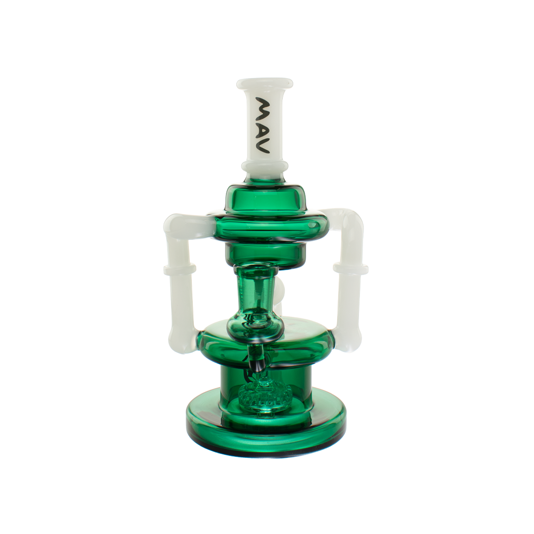 MAV Glass - Griffith Microscopic Slitted Puck Bent Neck Recycler, Front View on White