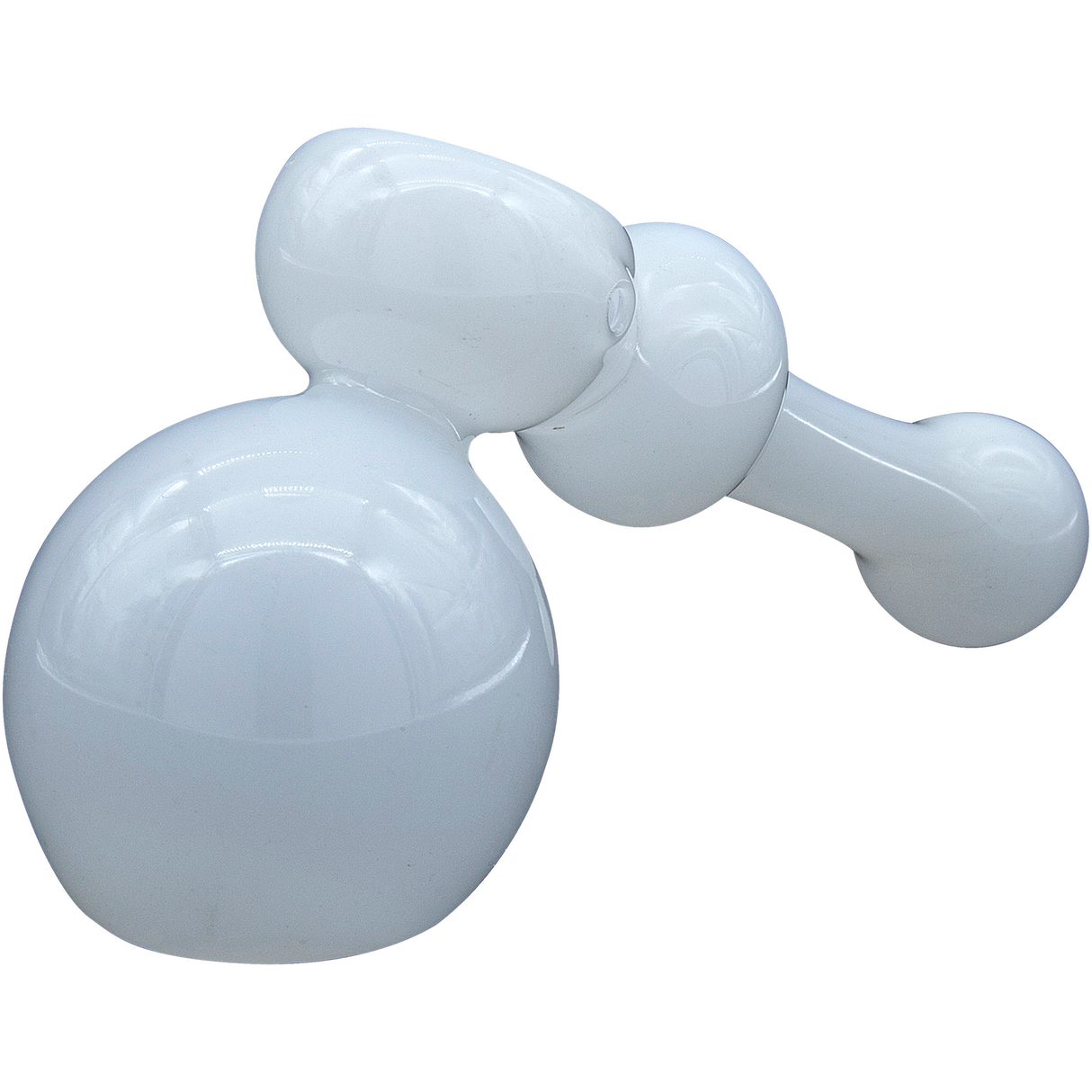 LA Pipes "Ivory Hammer" Glass Hammer Bubbler Pipe in White, 6" Compact Design for Dry Herbs