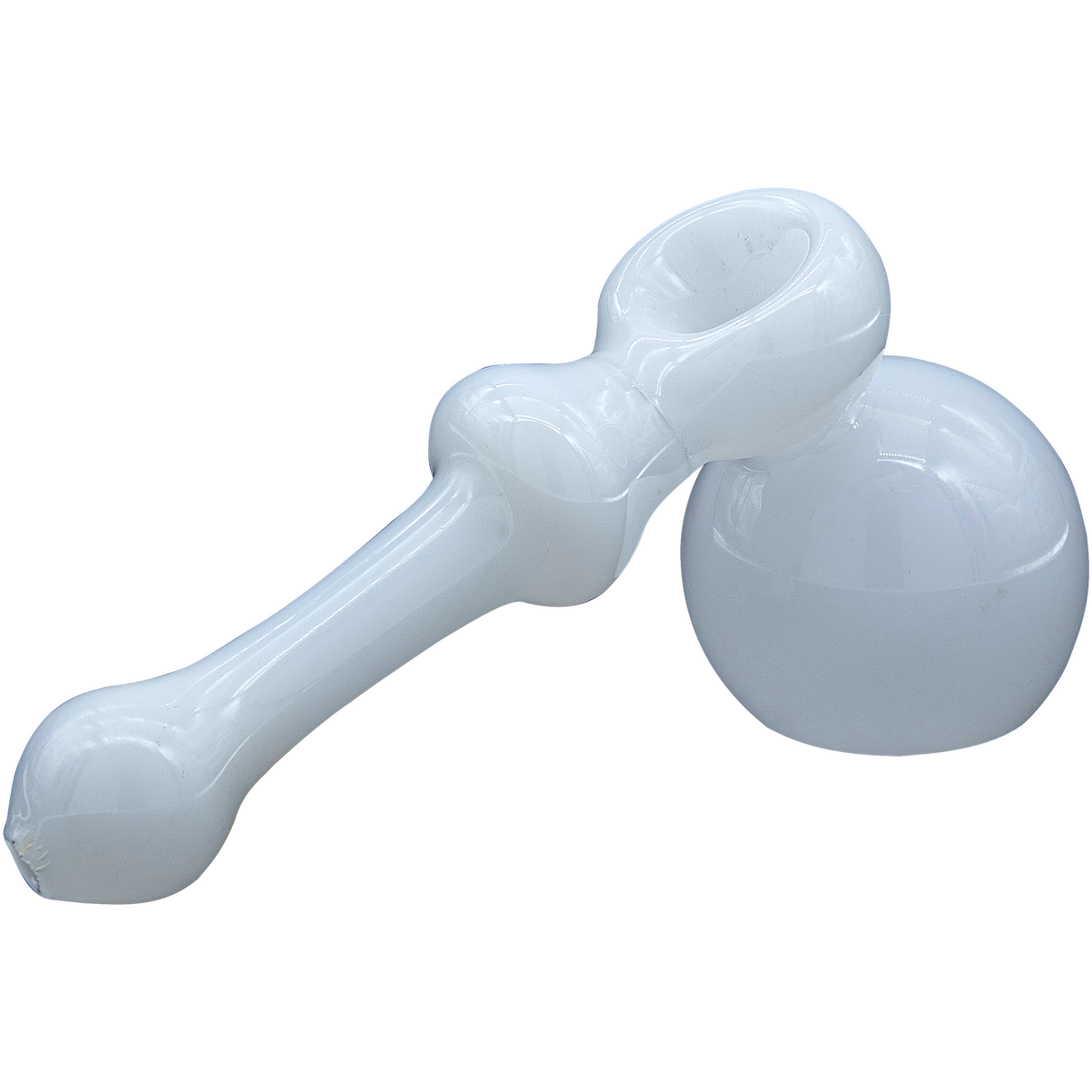LA Pipes "Ivory Hammer" Glass Bubbler Pipe, 6" White Borosilicate, Portable Design