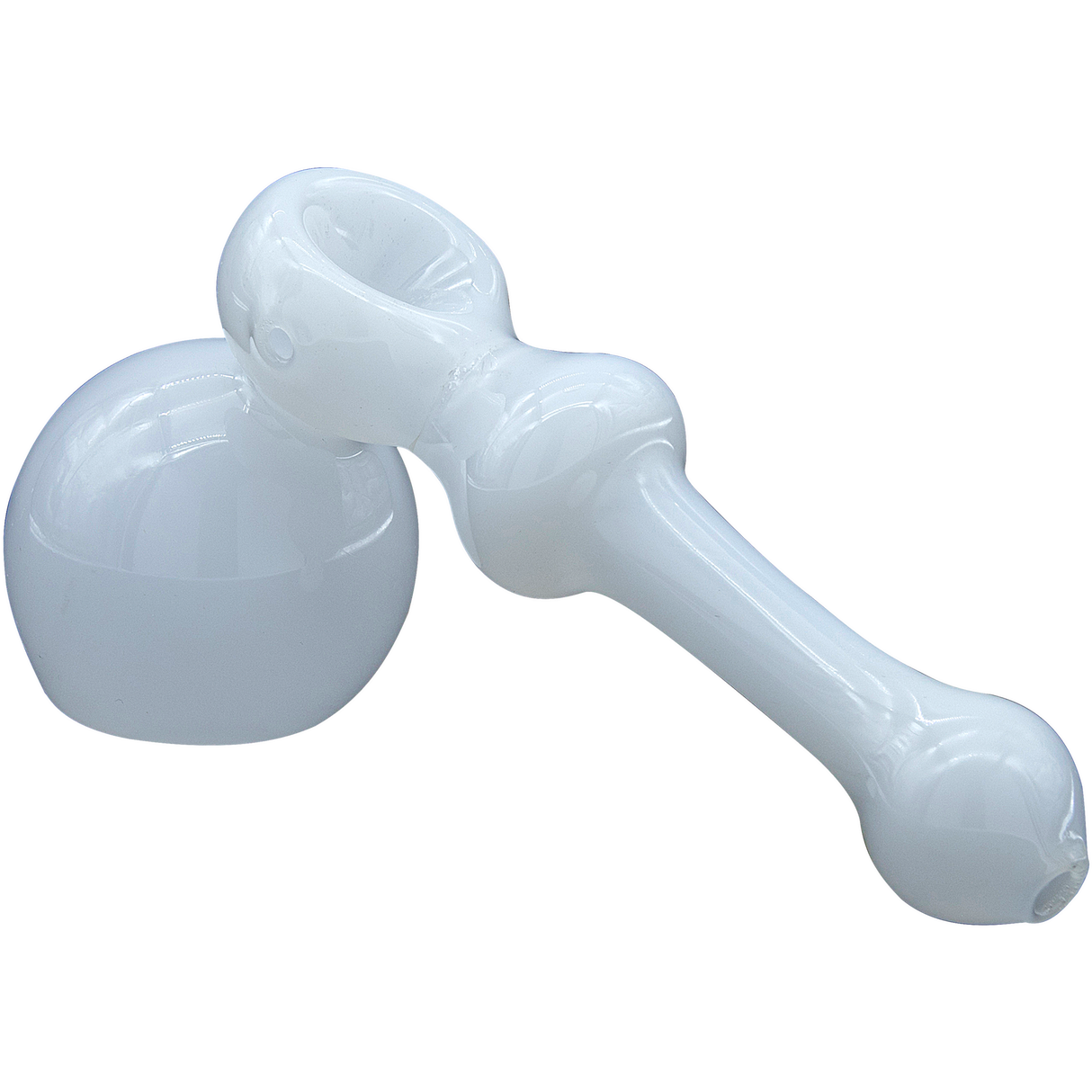 LA Pipes "Ivory Hammer" White Glass Hammer Bubbler Pipe for Dry Herbs - Top View