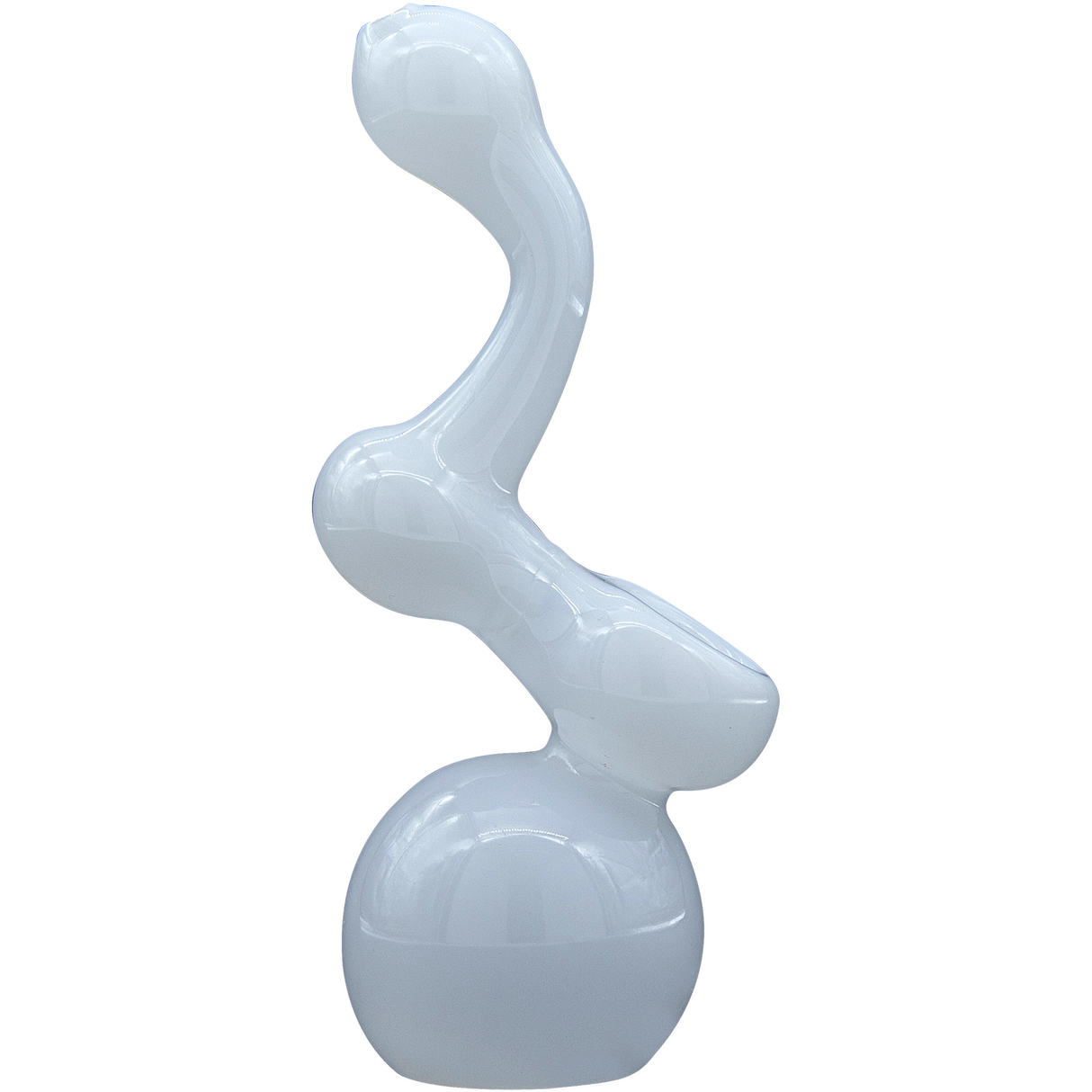 LA Pipes "Ivory Sherlock" White Glass Bubbler Pipe - 6" Tall, USA-Made, For Dry Herbs