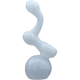 LA Pipes "Ivory Sherlock" White Glass Bubbler Pipe - 6" Tall, USA-Made, For Dry Herbs