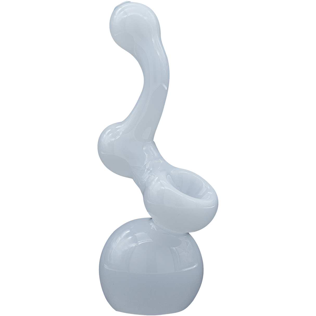 LA Pipes "Ivory Sherlock" Glass Bubbler Pipe, White, 6" Tall, Borosilicate, USA-Made