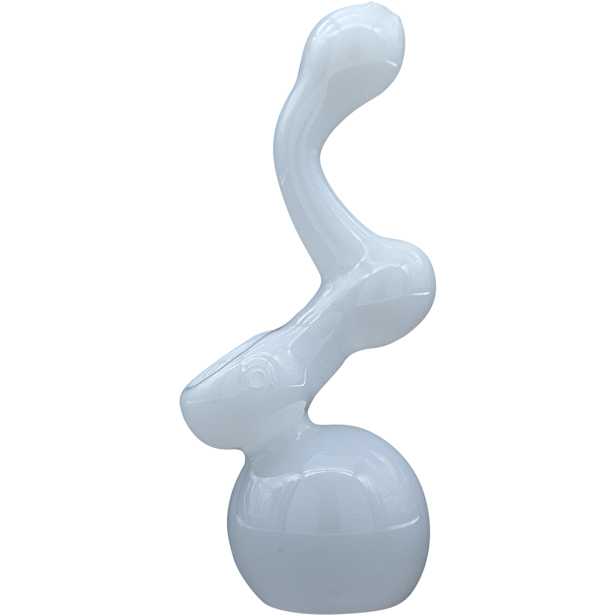 LA Pipes "Ivory Sherlock" Glass Bubbler Pipe with Bubble Design for Dry Herbs, Front View