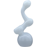 LA Pipes "Ivory Sherlock" Glass Bubbler Pipe with Bubble Design for Dry Herbs, Front View