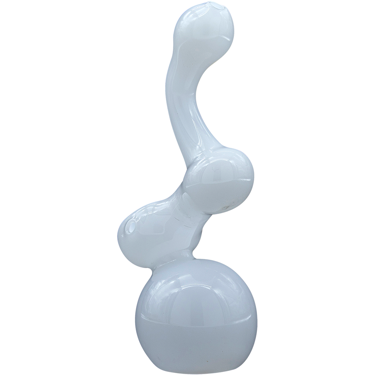 LA Pipes "Ivory Sherlock" White Glass Bubbler Pipe - 6" Tall, USA Made, For Dry Herbs