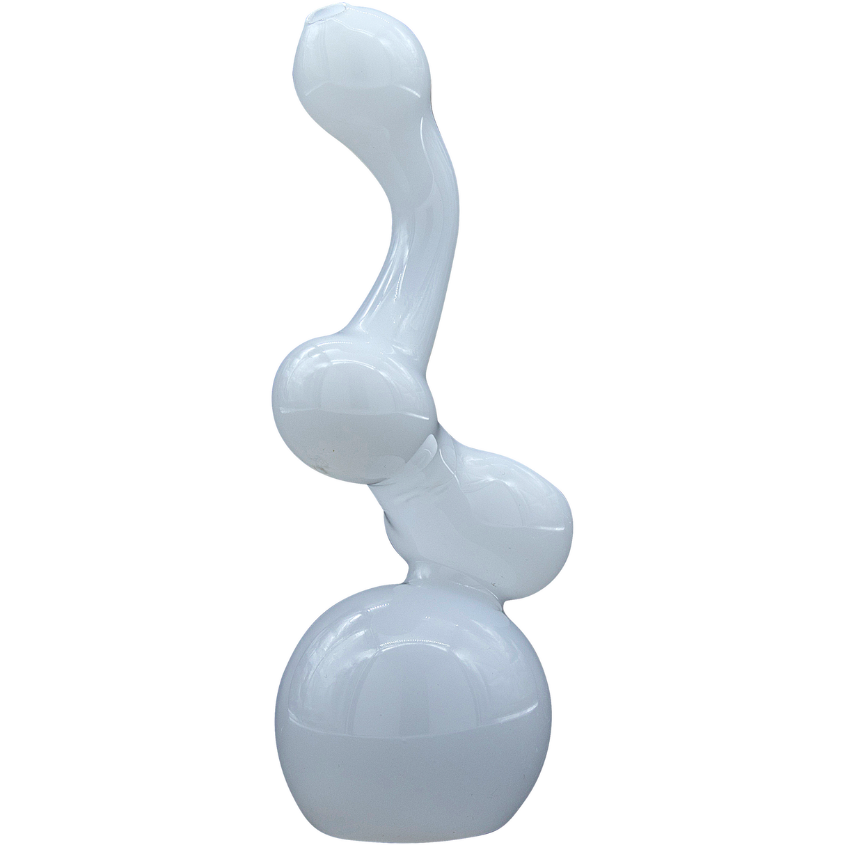 LA Pipes "Ivory Sherlock" Glass Bubbler Pipe, White Bubble Design, 6" Height, USA Made