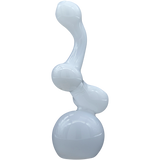 LA Pipes "Ivory Sherlock" Glass Bubbler Pipe, White Bubble Design, 6" Height, USA Made
